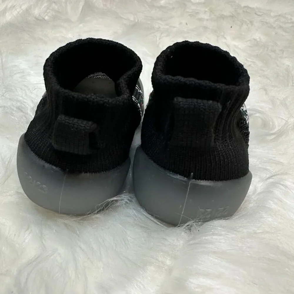Black Knit Baby Moccasins Shoes With Soft Rubber Sole
